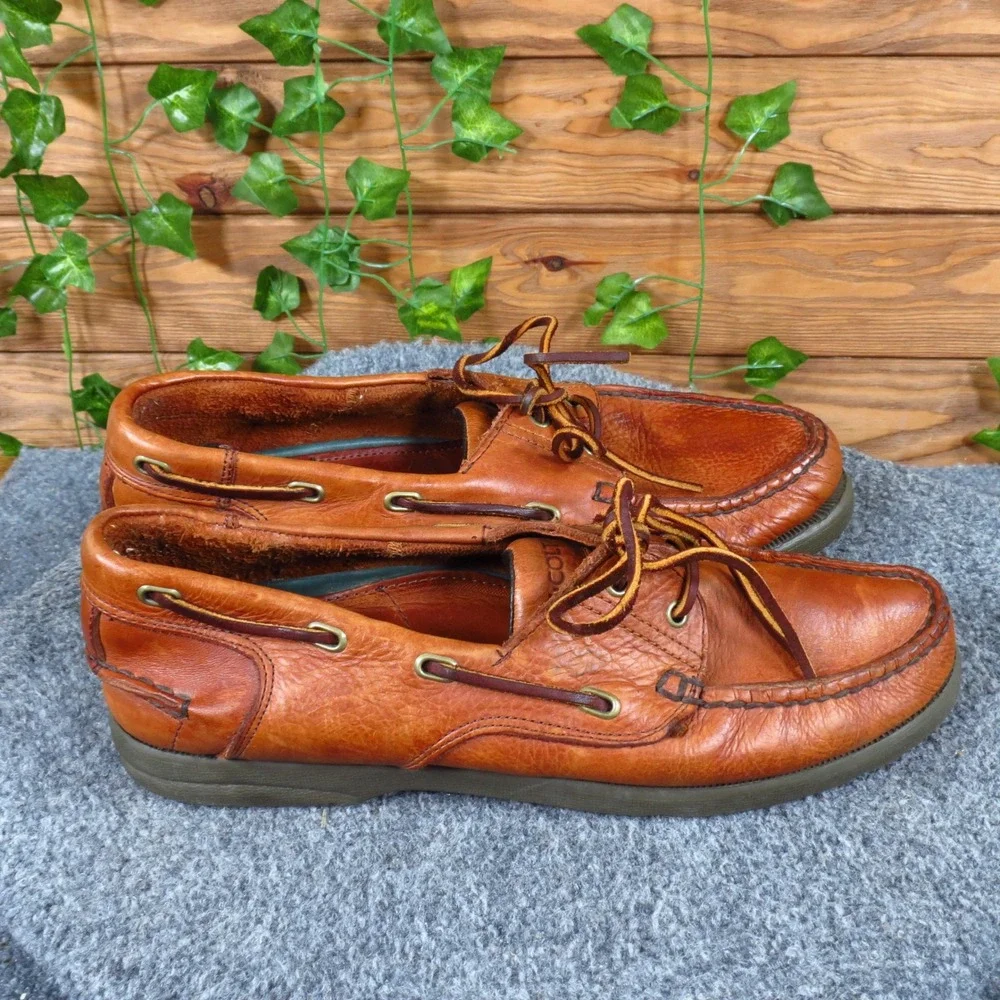 R.J. Colt Clipper Mens Boat Shoe 10.5 M Nautical Deck Loafer Brown Leather